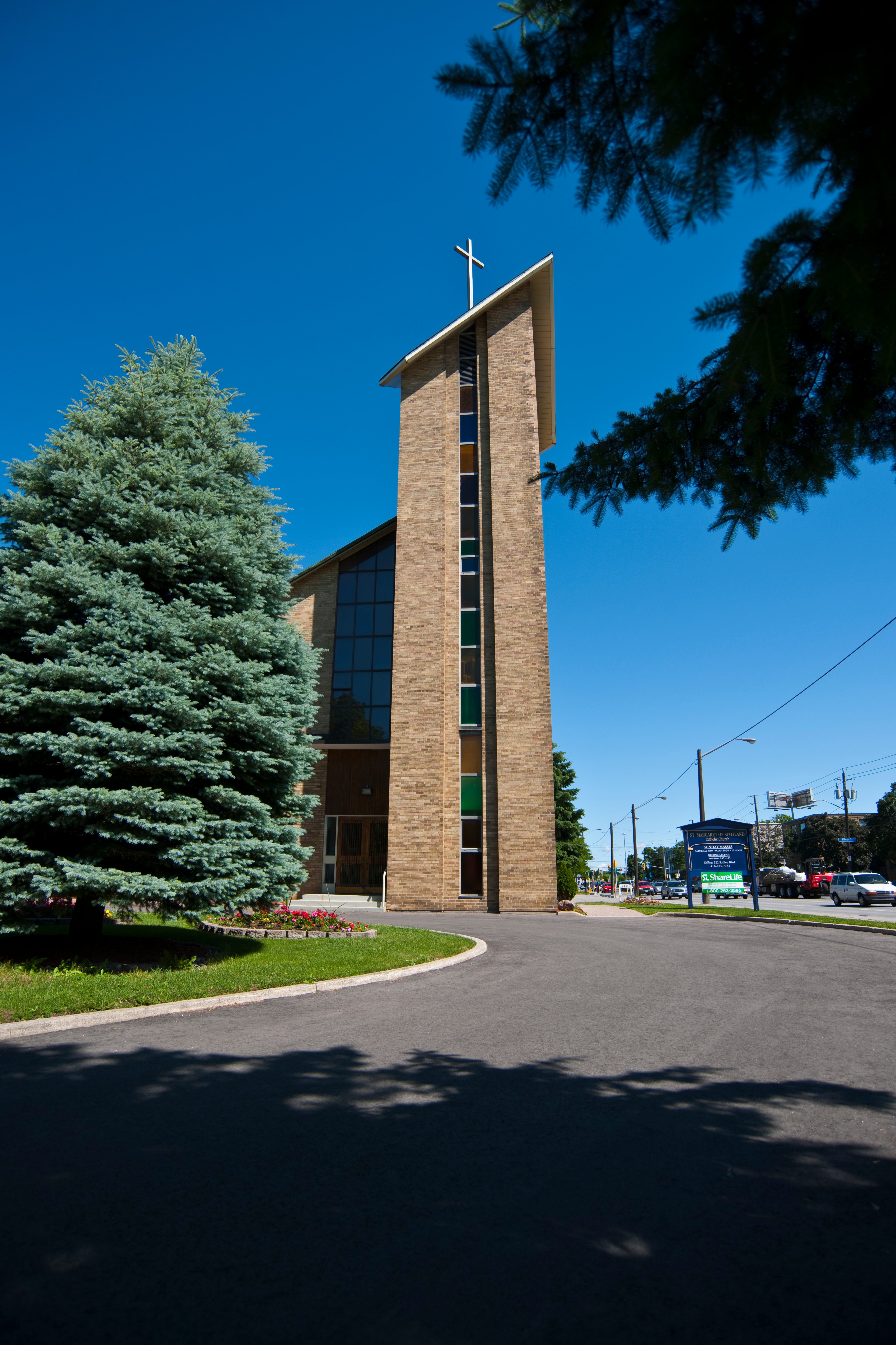 Church with circular driveway along Ridley Blvd.