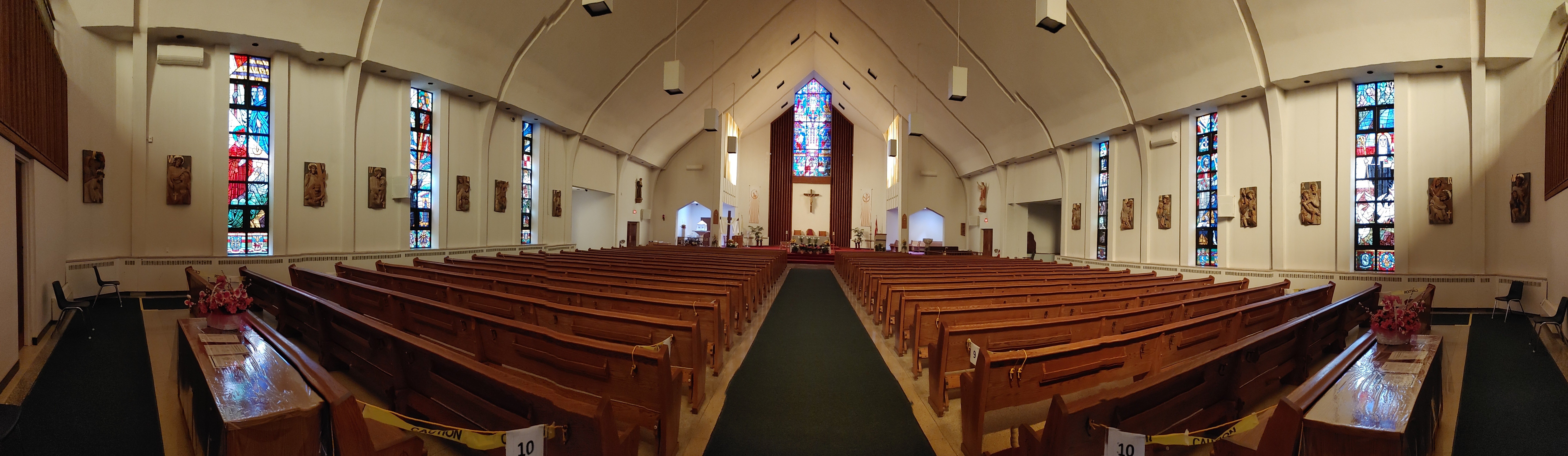 Church interior in panoramic view